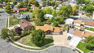 Aerial perspective of suburban area