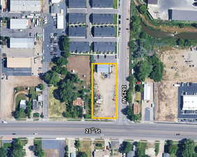 Aerial view of property's location with property parcel outlined