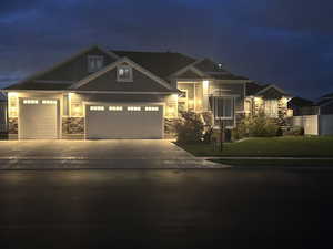 Evening view of home without Trimlights turned on