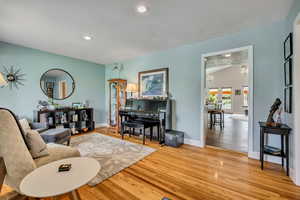 Living room featuring hardwood floors