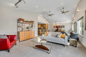 Family Room with vaulted ceilings