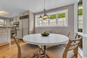 Dining area featuring light wood-style flooring