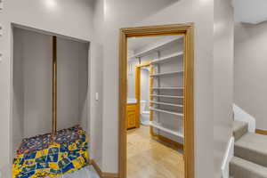 Half bath with vanity and toilet