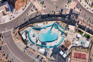 Aerial view of a pool area