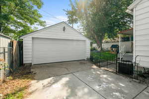 View of detached garage