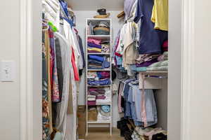 Spacious closet with wood finished floors