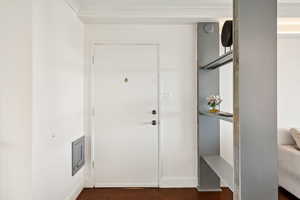 Foyer entrance featuring baseboards and dark wood-style floors