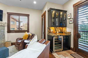 Indoor bar with beverage cooler