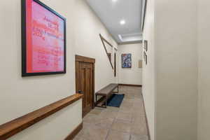 Hallway into condo with heated floors