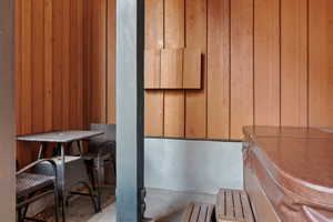 Private hot tub area with under panel TV