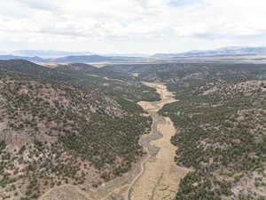 Aerial view of a mountainous background