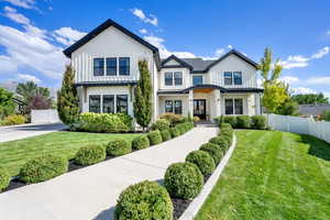 Modern farmhouse style home featuring board and batten siding
