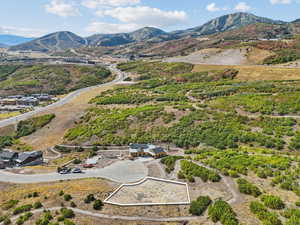 Aerial view of a mountainous background