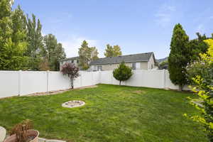 View of fenced backyard