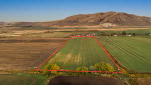 View of rural area with mountains and property parcel outlined