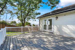 Wooden deck with french doors