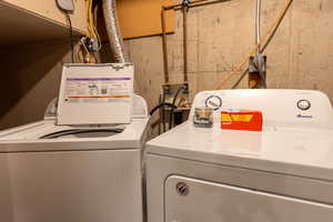 Laundry room featuring washer and dryer