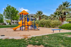 Communal playground with a lawn