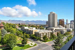 City view with mountains