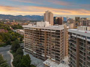 City view with a mountain backdrop