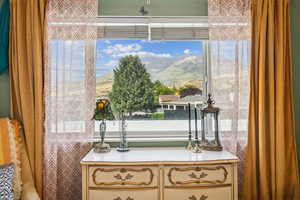 Detailed view of a mountainous background