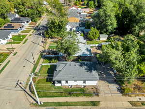Aerial perspective of suburban area