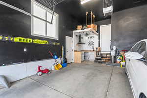 Garage with a workshop area