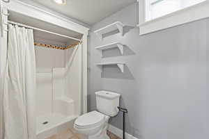 Basement bathroom with walk in shower