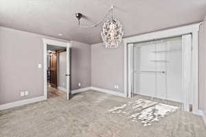 Basement bedroom with fun light and closet