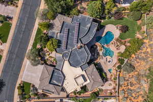 Aerial view of a pool area
