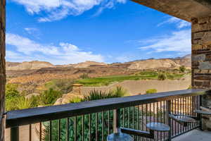 Balcony with a mountain view