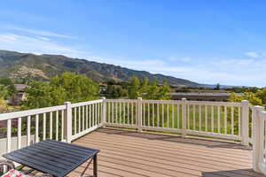 Deck featuring a mountain view