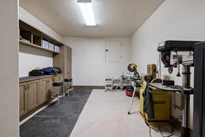 Workout area with baseboards