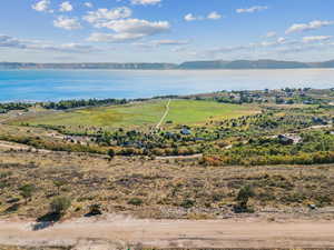 Drone / aerial view of a water and mountain view