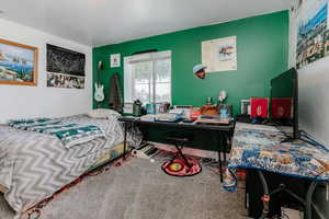 Bedroom with carpet floors