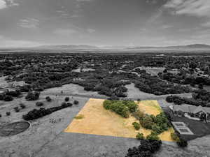 Drone / aerial view of a mountain backdrop
