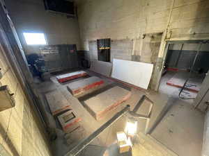 Interior space with concrete block wall
