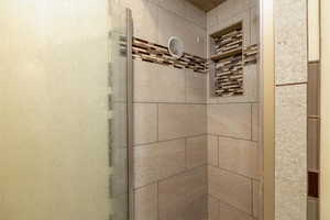 Bathroom view of a shower stall