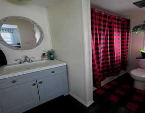 Guest Bathroom with full bath & new vanity