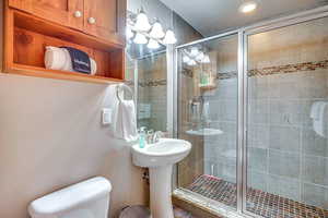 Bathroom featuring a stall shower