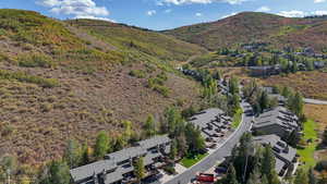 Aerial perspective of suburban area featuring mountains