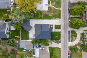 Aerial view of property's location featuring nearby suburban area