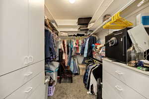 Spacious closet featuring carpet flooring