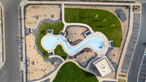 Aerial view of a pool