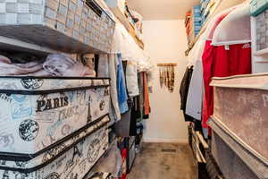 Walk in closet featuring carpet flooring