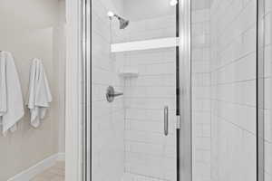 Bathroom with a stall shower
