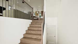 Rendering - Stairway featuring recessed lighting