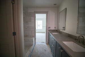 Full bathroom featuring double vanity