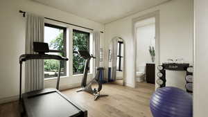 Rendering - Exercise area featuring wood finished floors