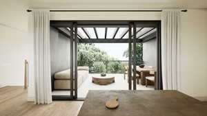 Rendering - Entryway featuring wood finished floors and baseboards